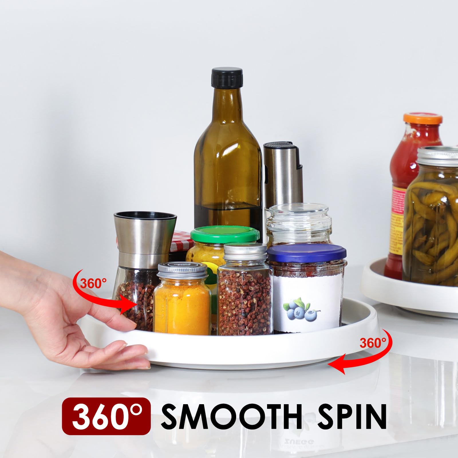 12-Inch Non-Skid Turntable Lazy Susan Organizer [4 Pack] - Spinning Rack for Cabinet Table Top, Pantry Organization Storage, Kitchen, Fridge, Vanity, Countertop, Under Sink Organizing, Spice Spinner