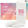 AIDEA 96Count Compressed Facial Sponges White, Reusable Makeup Remover Pads, Travel Essentials, Face Cleansing Pads, Natural Cellulose Cosmetic Spa Sponges for Facial Cleansing, Exfoliating Pads