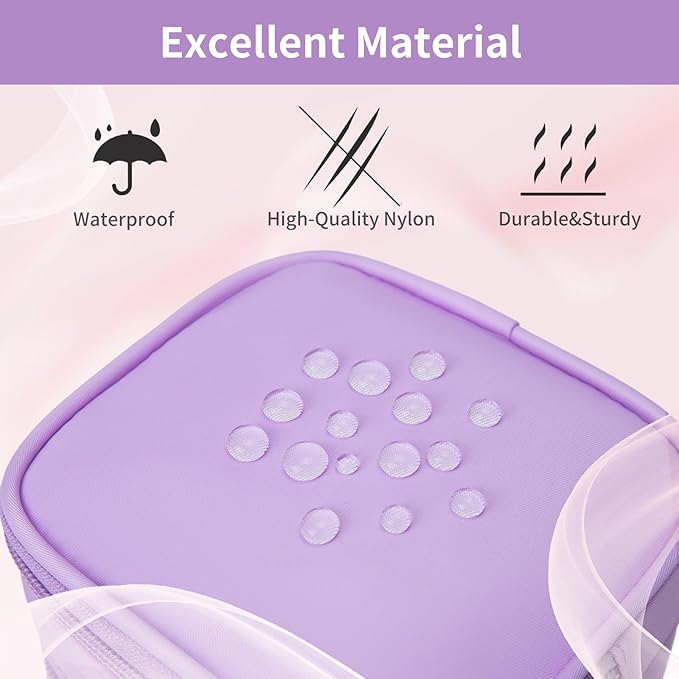 XIAOLER Small Makeup Pouch, Double Zipper Cosmetic Bag, Travel Makeup Bag, Cute Makeup Bag for Purse, Mini Toiletry Bag (lilac)