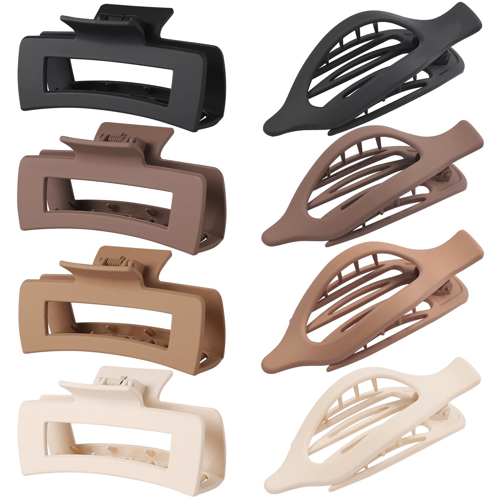 CHANDAT Hair Clips for Women, Flat Hair Clips, 8 pcs, 2style - Brown