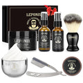 Mens Shaving Kit, Include Straight Razor, Sandalwood Shaving Soap & Cream, After Shave Balm, Pre-Shave Oil, Brush & Bowl – Christmas Gifts for Men Him Secret Santa Gift Set Stocking Stuffers