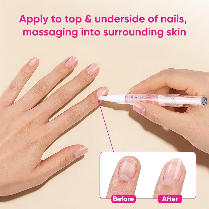 SASSYTIP Nail Strengthen Oil Pen | Fast-Absorbing Cuticle Oil with Biotin & Ginseng | For Brittle & Peeling Nails | Jasmine, Rose, Lemon Scents | Home, Office, Travel Use (Rose+Jasmine)