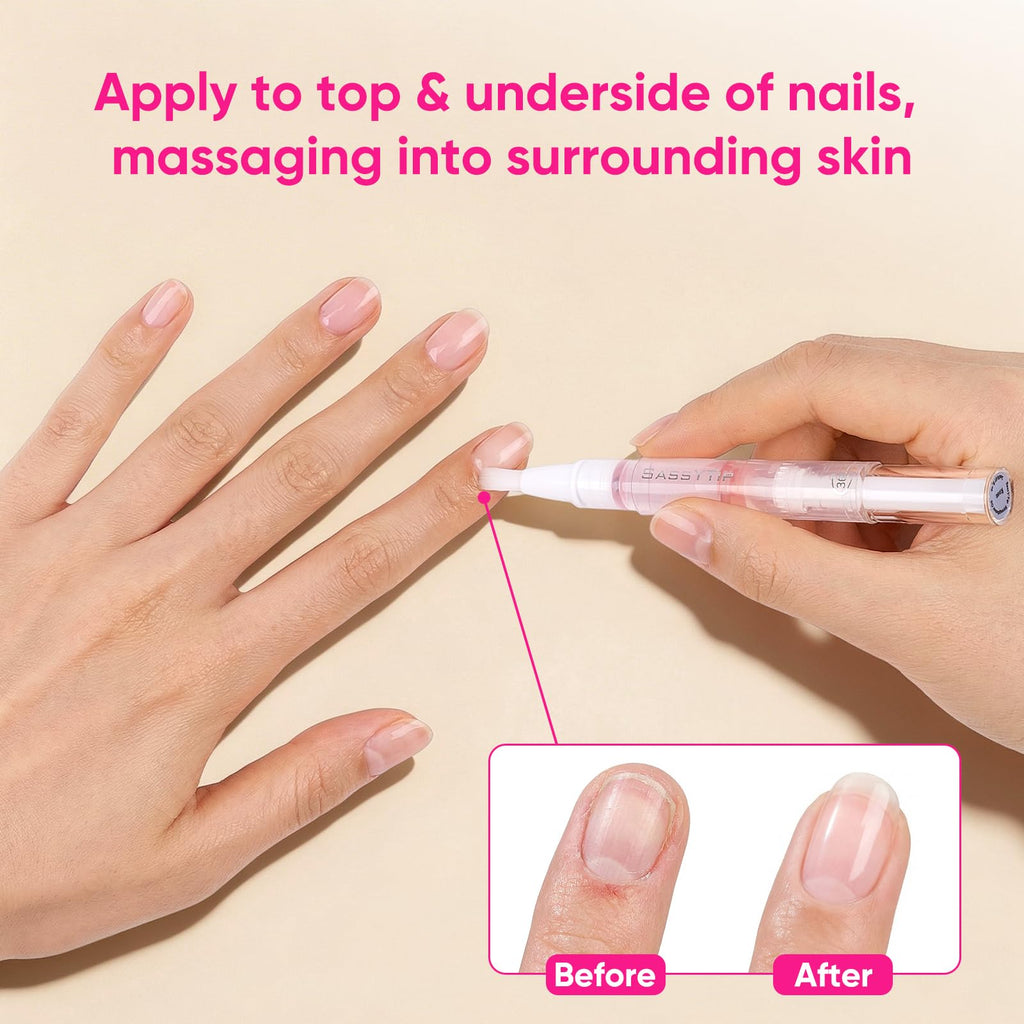 SASSYTIP Nail Strengthen Oil Pen | Fast-Absorbing Cuticle Oil with Biotin & Ginseng | For Brittle & Peeling Nails | Jasmine, Rose, Lemon Scents | Home, Office, Travel Use (3PCS)