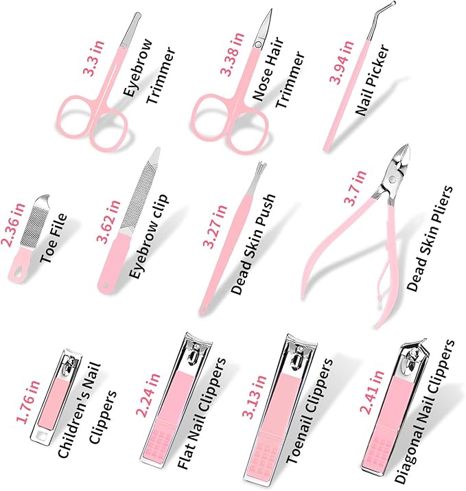 26-Piece Professional Manicure Set，Features Stainless Steel Tools, Carbon Steel Clippers & Travel Case for Women's Home and Travel Grooming，Luxury Nail Care Gift for Her(Pink)