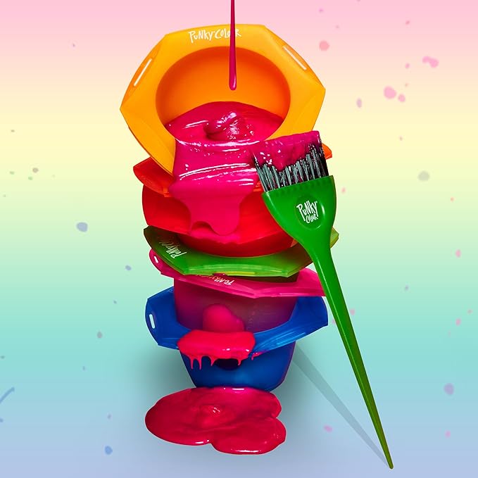 Punky Colour Hair Dye Brush and Bowl Set - Multi-Color Hair Coloring Tools with Mixing Bowl, DIY Dying & Bleaching for Salon & At-Home Use
