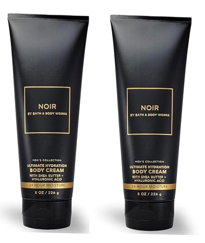 Bath & Body Works Noir Ultimate Hydration Body Cream - Men’s Deep Hydrating Cream for Smooth Skin - 48-Hour Moisture - Rich Formula - Fast-Absorbing - Dermatologist-Approved - Gifts for Him - 2-Pack