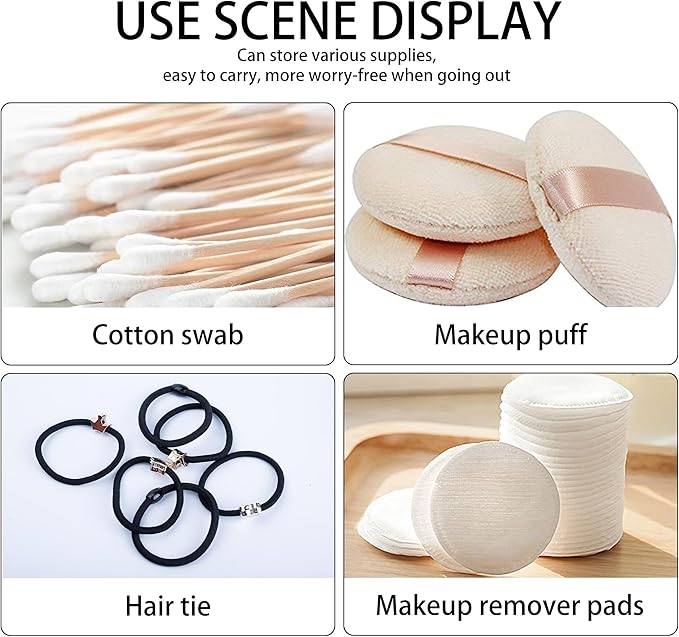 LIGHUFEIC 2Pcs Portable Travel Cotton Pad Holder,Bathroom Vanity Organizer for Cotton Balls, Swabs, Floss - Dispenser for Cosmetic Sponge(White)