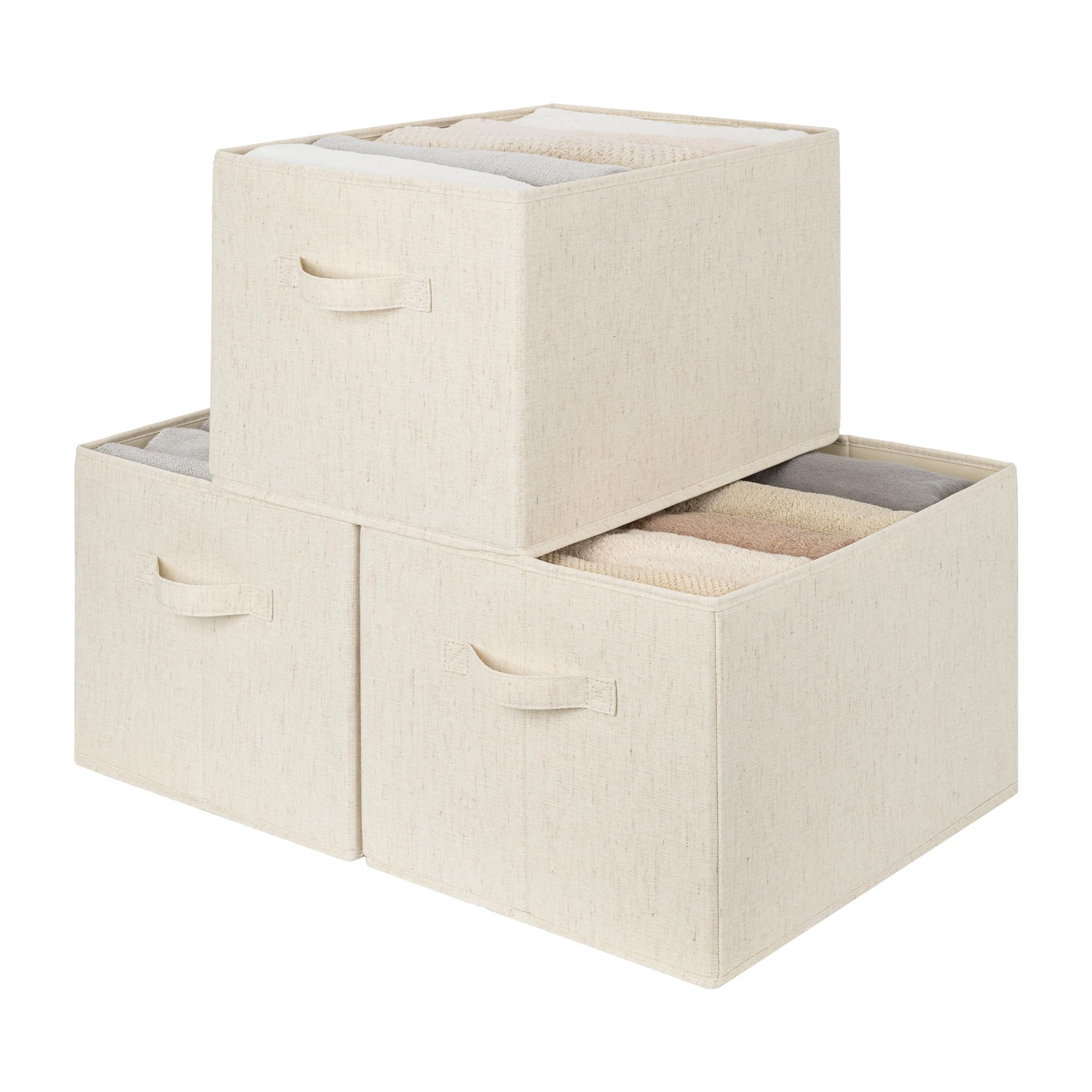 StorageWorks Closet Storage Bins, Beige(NaturWeave Fabric), Extra Large