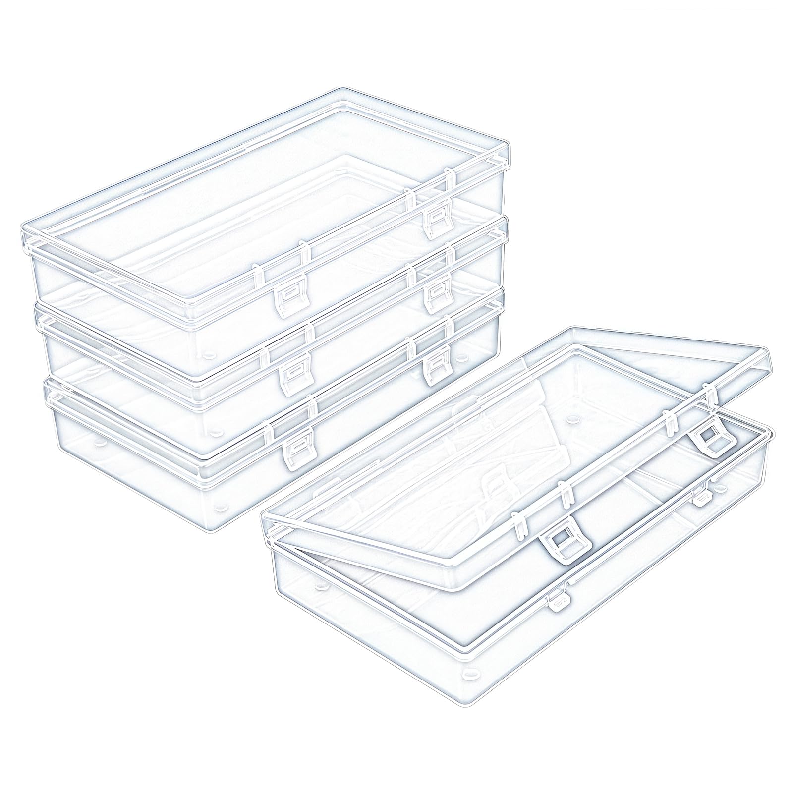 4 Pack Rectangular Clear Plastic Storage Containers 6.1x3.3x1.18 inch