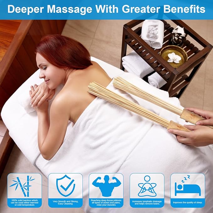 WYJTPONE Bamboo Massage Stick for Back,Massage Roller Sticks,Bamboo Therapy Massage Body Tools for Relaxing Muscles (1)