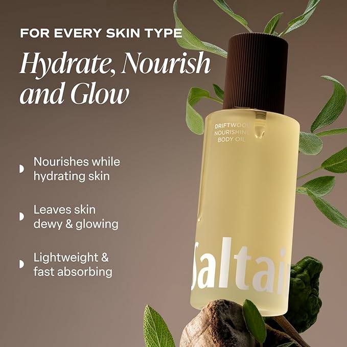 Saltair Body Oil – Silky After Shower and Bath Dry Oil for Women and Men – Non-Greasy, Well-Absorbing Moisturizer for Hydrating Dry Skin – Driftwood Scent, 4oz