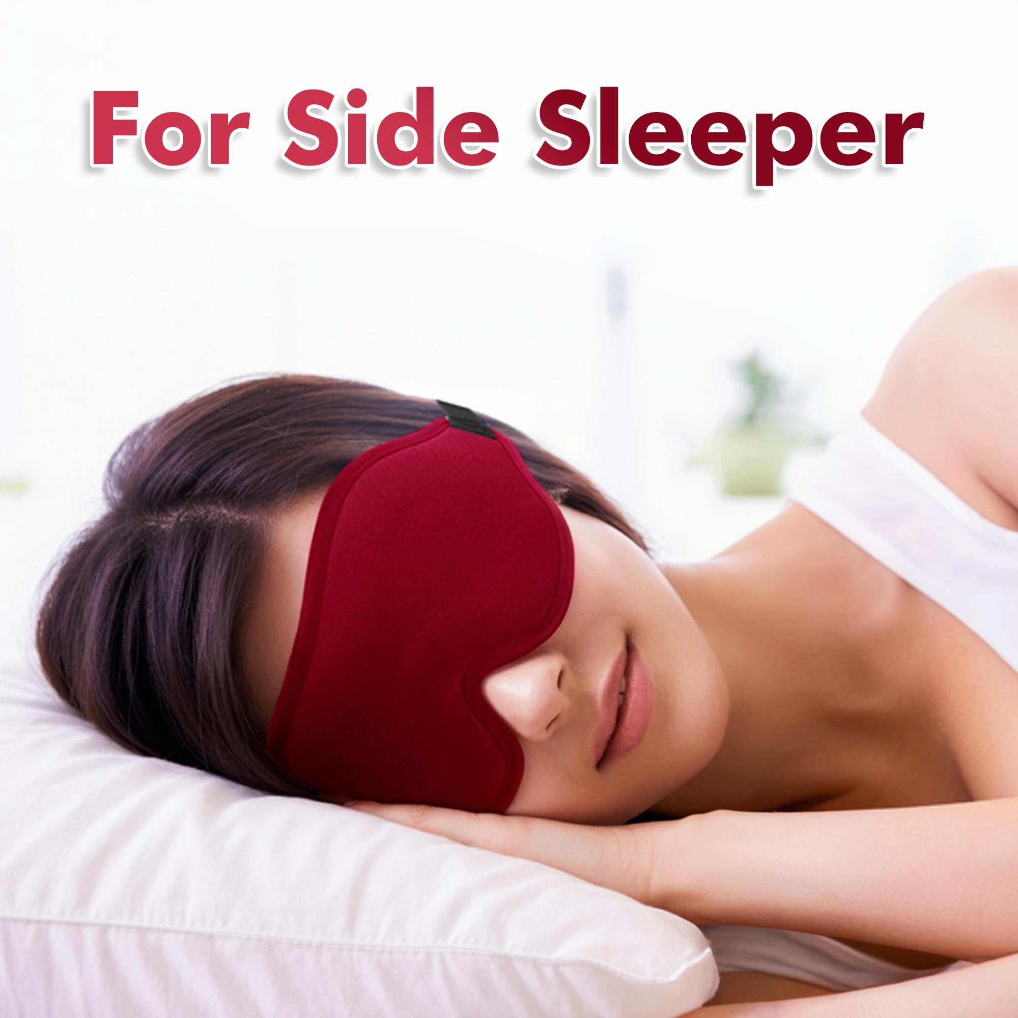Sleep Eye Mask for Men Women, Lash Extensions 3D Sleeping Mask, Travel Blackout Night Blindfold Eye Shade Cover with Adjustable Strap (Red)