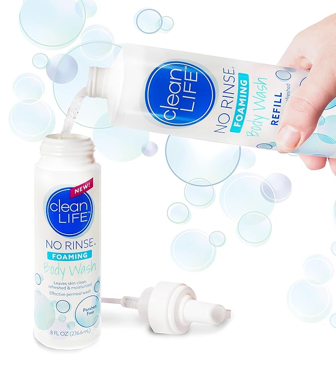 No-Rinse Foaming Body Wash - Waterless Foam Cleanser for Elderly, Adults, Kids, Infants & Caregiver - Rinse-Free for Sensitive Skin - Travel Size- Refreshed & Moisturized Skin - 8 fl oz (Pack of 3)
