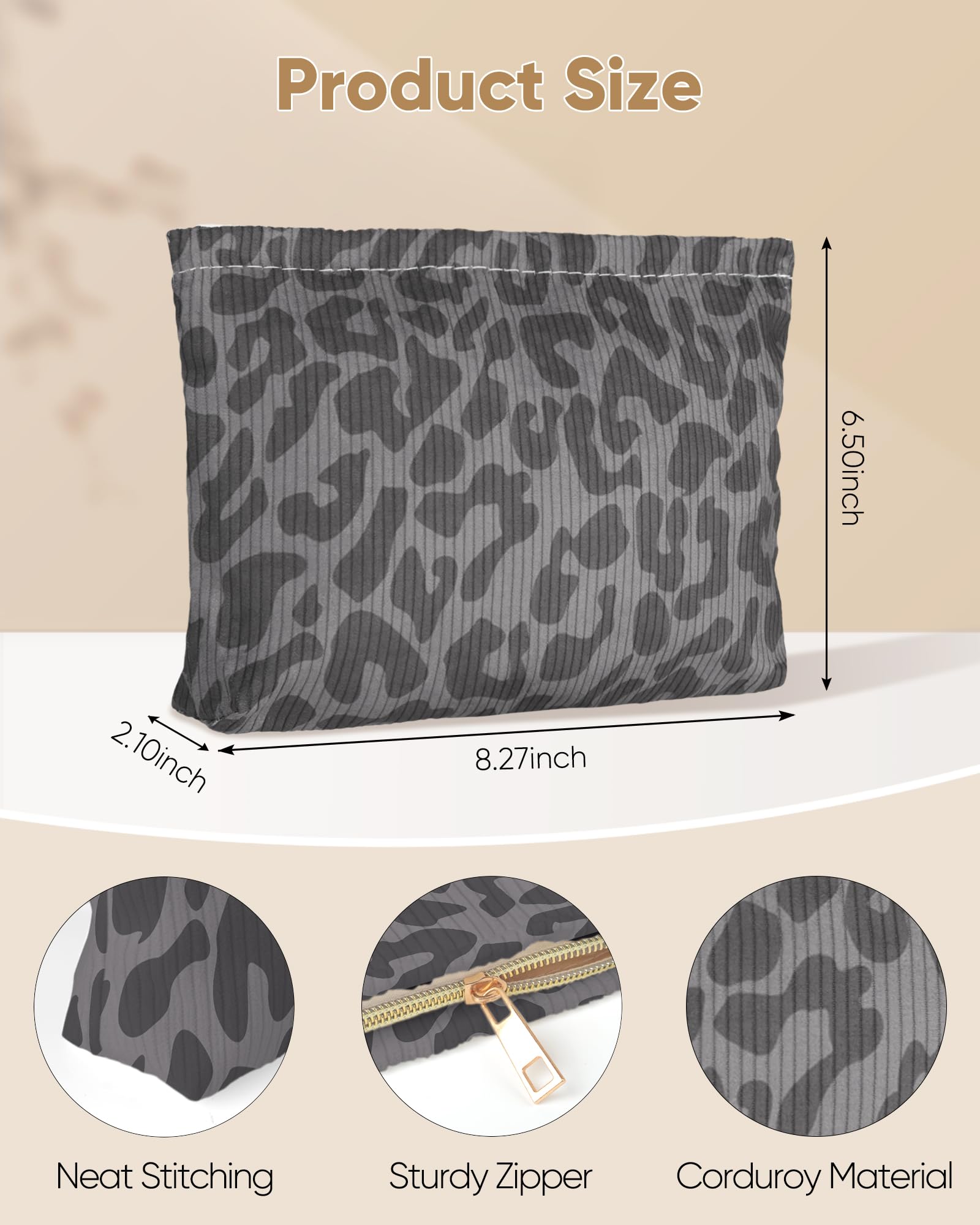Ksriylm Classical Sexy Makeup Pouch for Women Small Make Up Bag for Purse Zipper Initial Makeup Cosmetic Bags Pouches for Purse Aesthetic Travel Toiletry Bags, Black Leopard