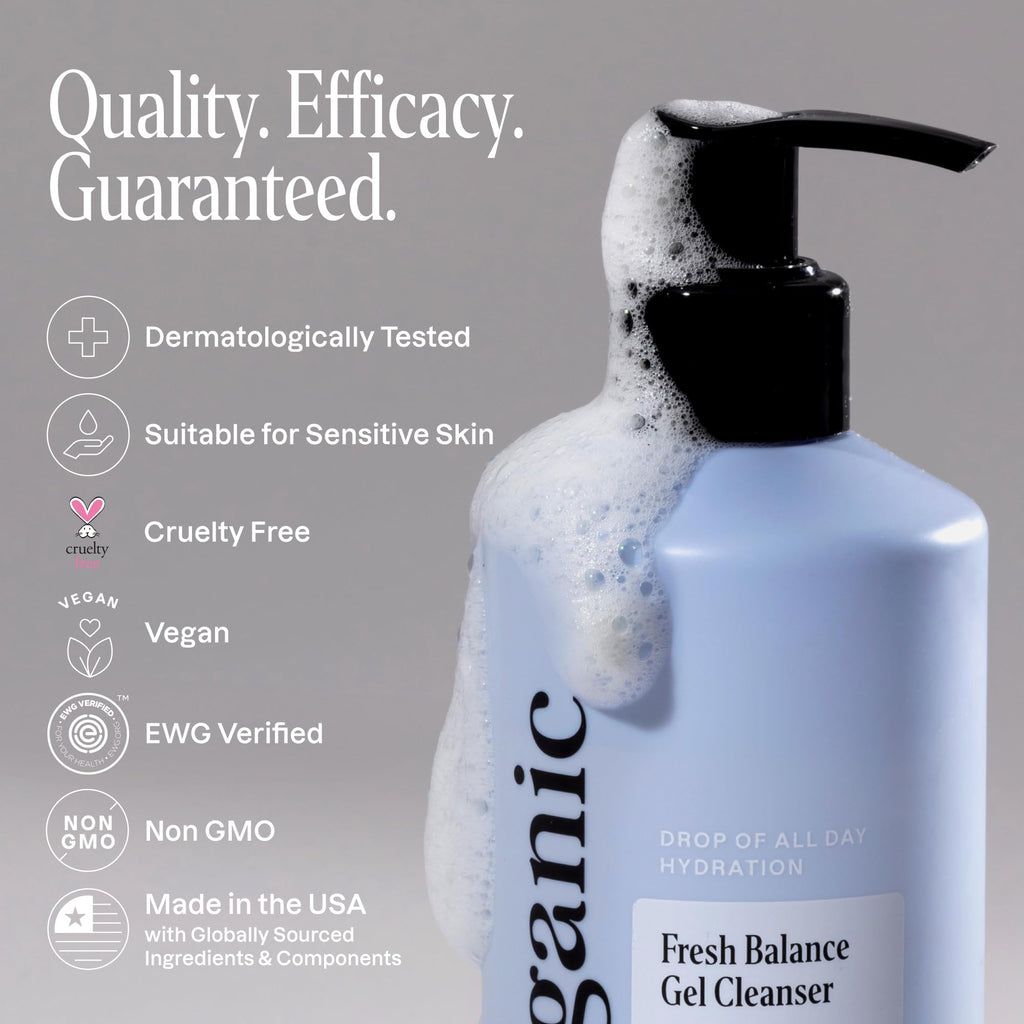 Cliganic Hydrating Facial Gel Cleanser with Triple Botanical Complex® – Clean Gentle Face Wash with Jojoba, Rosehip Argan Oils Removes Makeup Impurities Aloe Vera Glycerin for Balanced Glowing Skin