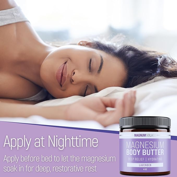Magnum Solace Magnesium Body Butter - Nighttime Magnesium Cream - Lightly Scented (Lavender)