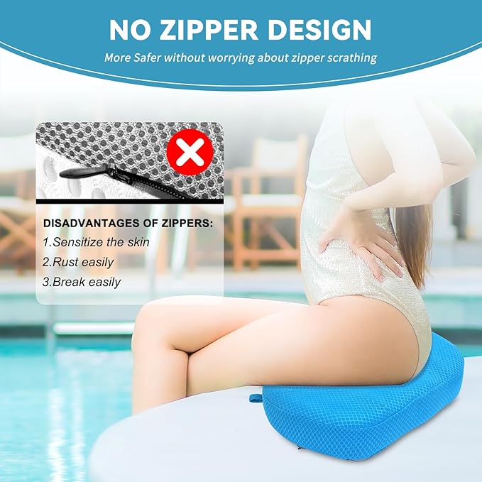 Idle Hippo Hot Tub Booster Seat, 4D Air Mesh Hot Tub Pillow with Powerful 6 Non-Slip Suction Cups, Ergonomic Booster Cushion, Quick Dry Spa Pillow for Indoor Outdoor Hot Tub-Blue