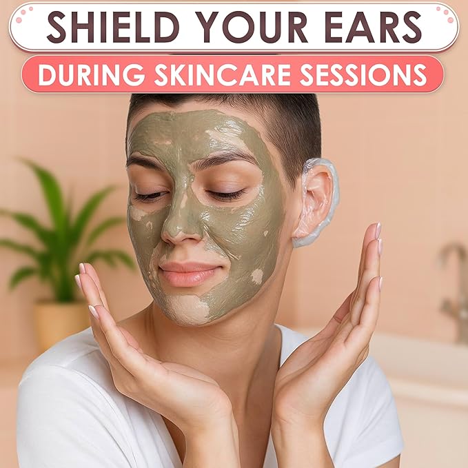 200 Pcs Ear Shower Caps Disposable, Stretch Up From 1.9" To 4.6" - Lightweight & Disposable Ear Covers for Shower to Protect Ears from Water Splashes - Suitable During Showers, Baths and Hair Coloring