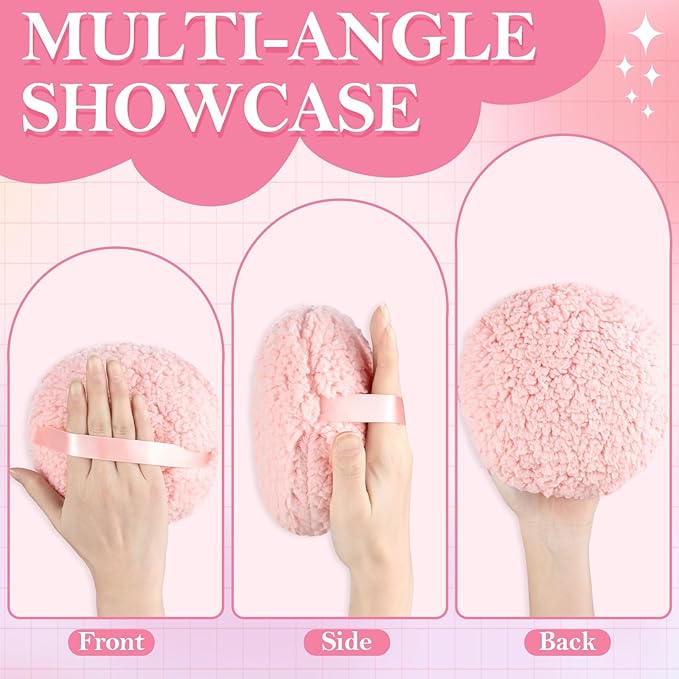 2 Pieces Extra Large Body Powder Puff and Container, 6 Inch Oversize Dust Powder Puff for Baby Women Dusting Powder