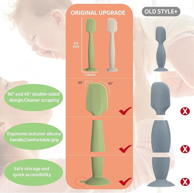 Diaper Spatula with Case, 3 Pack Baby Diaper Cream spatulas with 3 Storage Boxes, Soft Silicone Diaper Cream Applicator Butt Paste Spatula with Suction Base Full Size