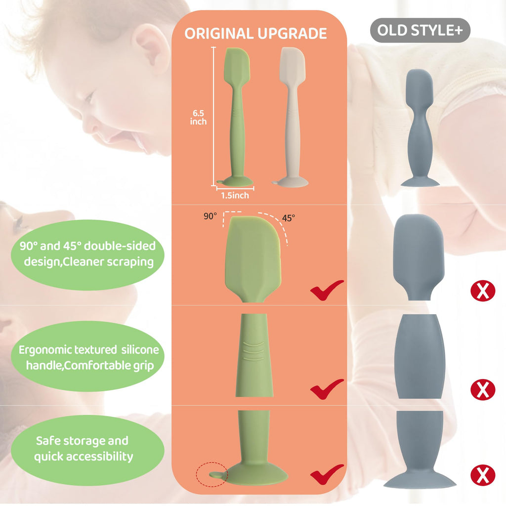 MAIKKB Diaper Spatula with Case, 3 Pack Baby Diaper Cream spatulas with 3 Storage Boxes, Soft Silicone Diaper Cream Applicator Butt Paste Spatula with Suction Base Full Size