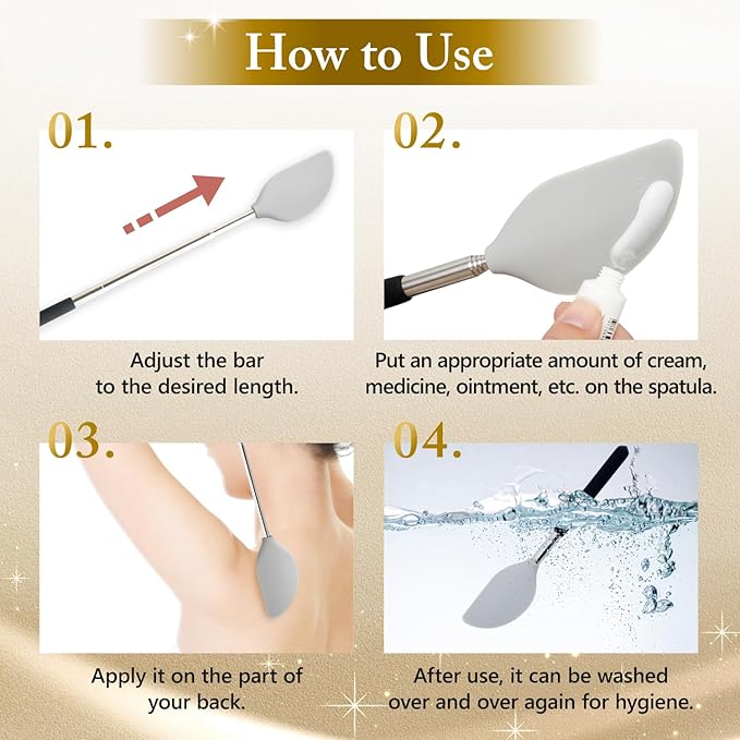 FieldSora Cream Applicator for Back Telescopic Easy to Clean Applies Creams, Sunscreens, and Ointments (Accurate Application)