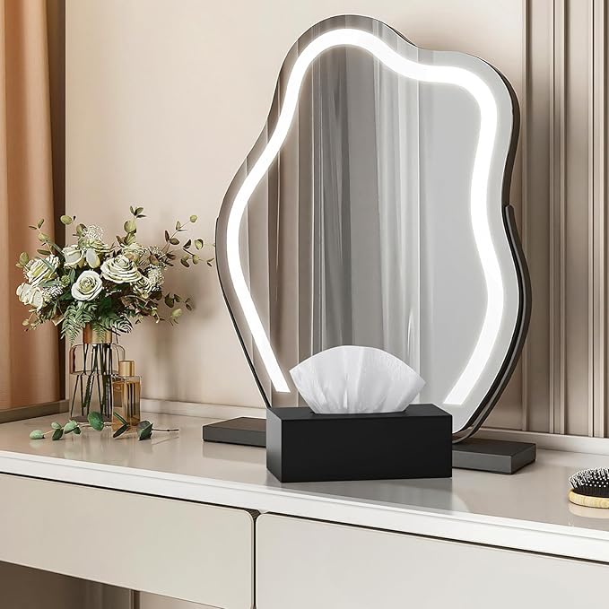 SILUT Tissue Box Cover Rectangle, Tissue Box Holder Decorative, Acrylic Tissue Box Cover, Stylish Tissue Holder for Bathroom, Home, Restaurant, Kitchen - Matte Black