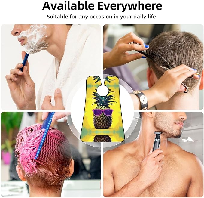Psych Pineapple Quote Print Beard Bib Apron For Men, Beard Hair Catcher For Men Shaving Trimming,Beard Cape Cloth