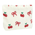 Ksriylm Cute Makeup Pouch for Women Bow Cherry Small Make Up Bag for Purse Zipper Initial Cosmetic Bags Pouches for Purse Aesthetic Travel Toiletrybags,Red Cherries Bows