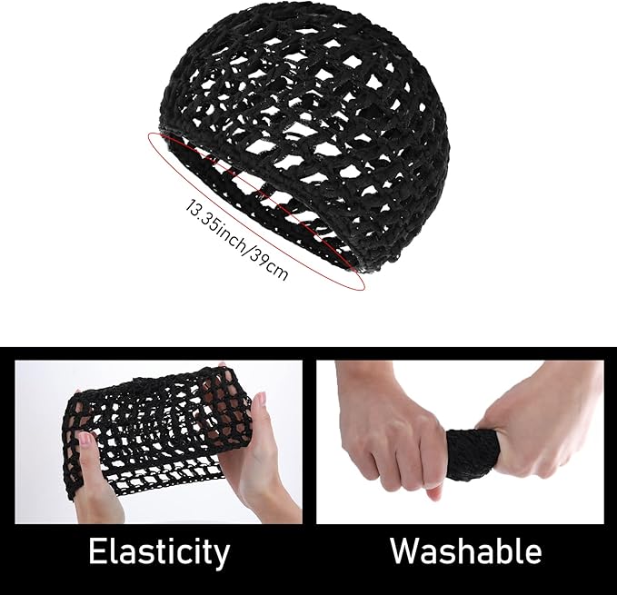 Wig Cap Thick Long Hair Caps Adjustable Net Mesh Braided Weaving Making Crochet Sew Weave Fishnet Grip Headband
