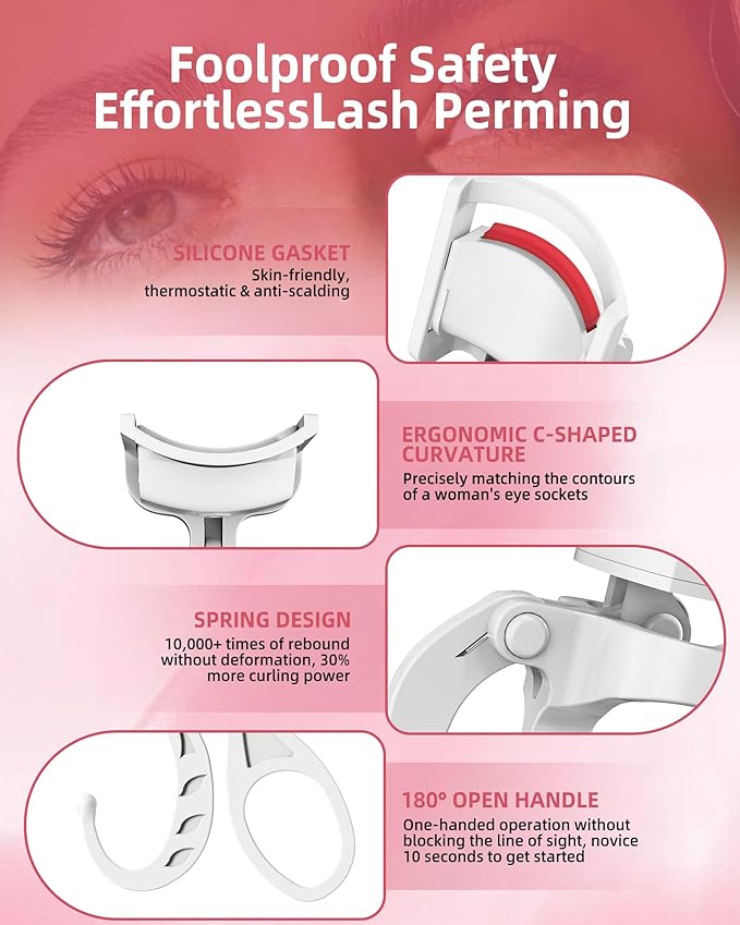 HOTRYEE 2PCS Heated Eyelash Curler (White)