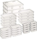 28 Pack Rectangular Clear Plastic Storage Containers Box with Hinged Lid for Beads and Other Small Craft Items (Mixed Sizes 1)