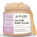 Bare Botanics 24oz Lavender Citrus Himalayan Sea Salt Body Scrub | Non-toxic, Vegan & Cruelty-free | Made in Madison, WI | Full Body Exfoliator & Hydrating Moisturizer with a Cute Wooden Spoon