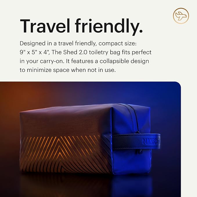 MANSCAPED® The Shed 2.0 Toiletry Bag, Premium Quality Men's Travel Bag, Stylish Organization and Hassle-Free On-The-Go Kit, Water-Resistant to Protect Your Grooming Tools & Accessories