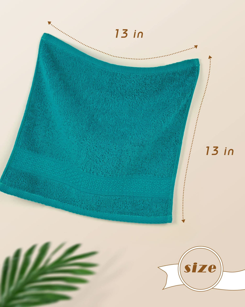 Cleanbear Wash Cloths Turquoise Washcloths for Body - Cotton, 13” x 13”