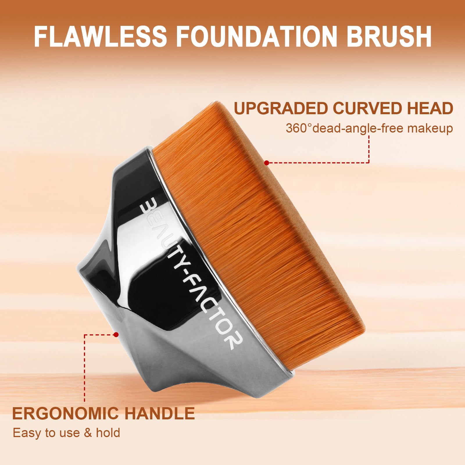 Flat Top Foundation Makeup Brush - Hexagon Kabuki Powder Make Up Brushes Soft and Dense Bristles with Protective Case for Liquid, Blending, Body, Self-tanner, Cream, Buffing (Dark Silver)