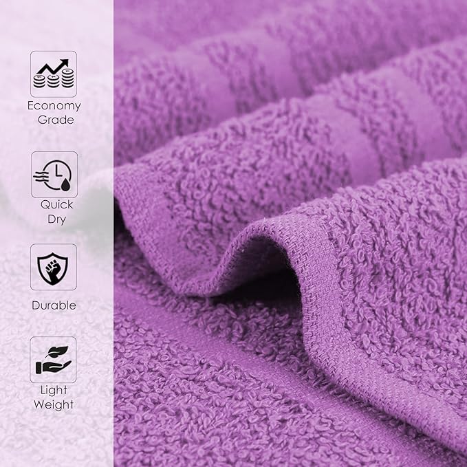 STF Linen Hand Towels (Pack of 24) Purple Economy Salon Towels - 100% Cotton Spa Towel – 16 x 27 Inches Highly Absorbable, Facial, Gym, Hair Towels Face Towels Bulk (Not Bleach Proof)