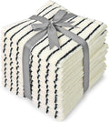 Jacquotha Striped Cotton Washcloths 12 Pack, 13” x 13” - Soft Wash Cloths for Bathroom, Kitchen, Gym, Face, Black and Cream