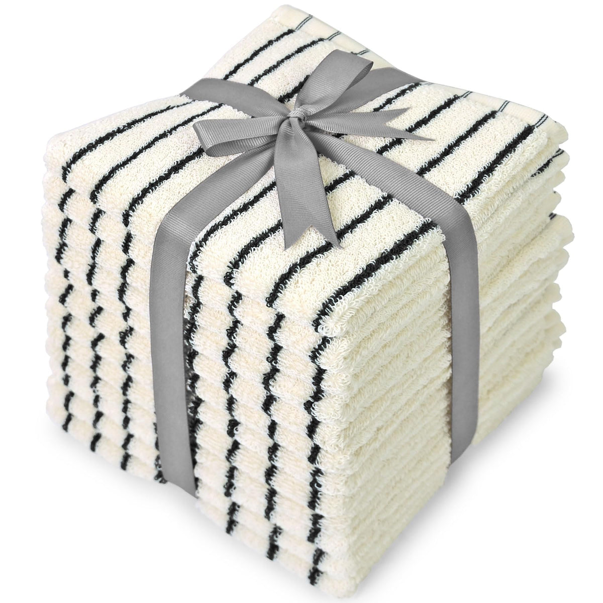 Jacquotha Striped Cotton Washcloths 4 Pack, 13” x 13”