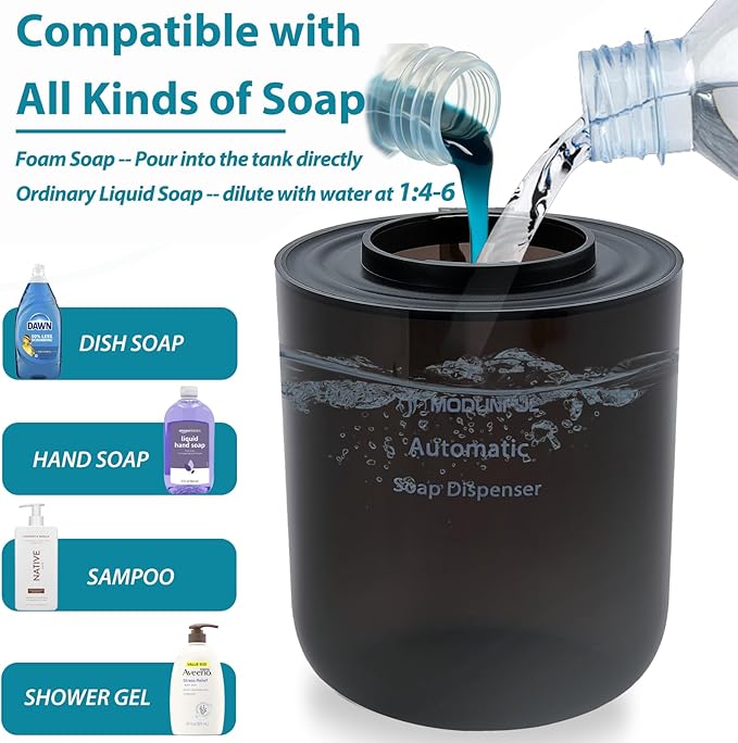 Automatic Foaming Hand Soap Dispenser - 13.5oz modunful M2 DA1501 Black
