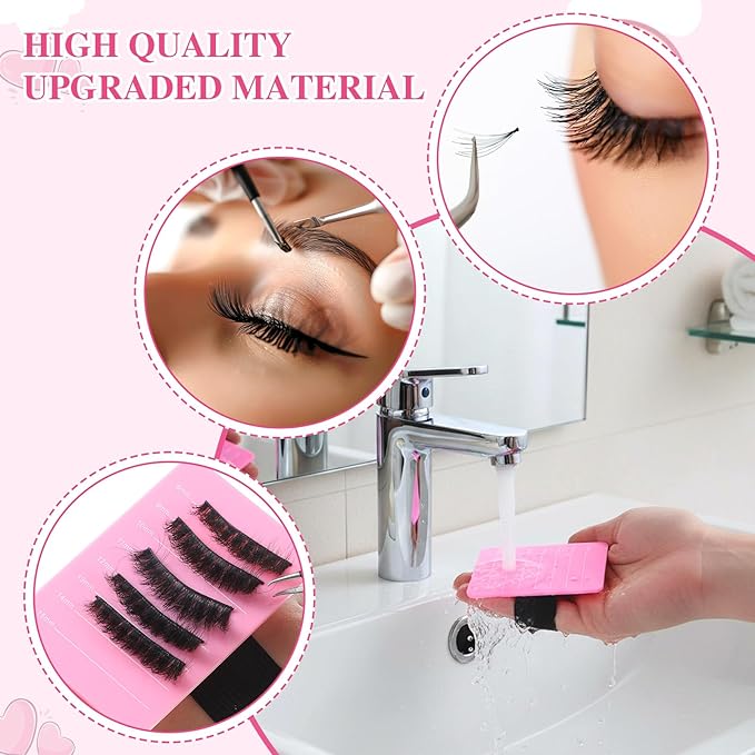 4 Pack Eyelash Extension Holder, Acrylic Lash Tray Organizer Lash Pallet Tray with Adjustable Wrist Strap, Professional False Eyelash Organizer Plate for Beauty Salon