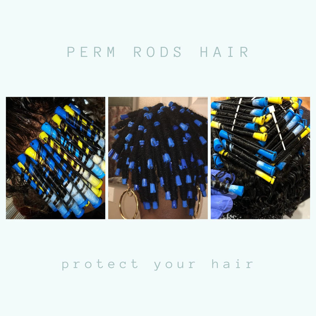 Perm Rods,60 pcs Small Size Rollers for Natural Hair Long Short Hair Styling Tool Curlers 0.35 inch Blue Color