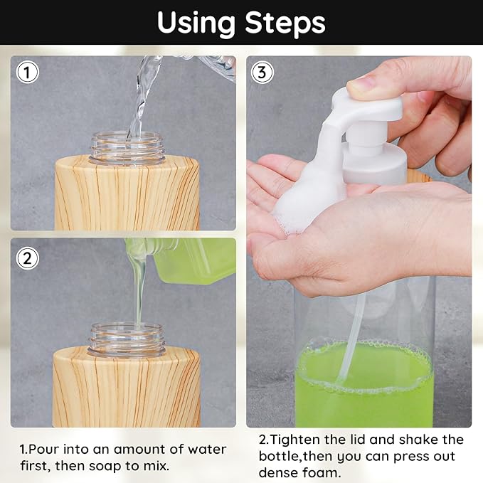 Segbeauty Foaming Hand Soap Dispenser Set, 4 Packs 16.9oz Farmhouse Decor Foaming Liquid Soap Dispenser, 500ml Empty Refillable Plastic Press Pump Bottle Container Bathroom Pump Dispensers Clear