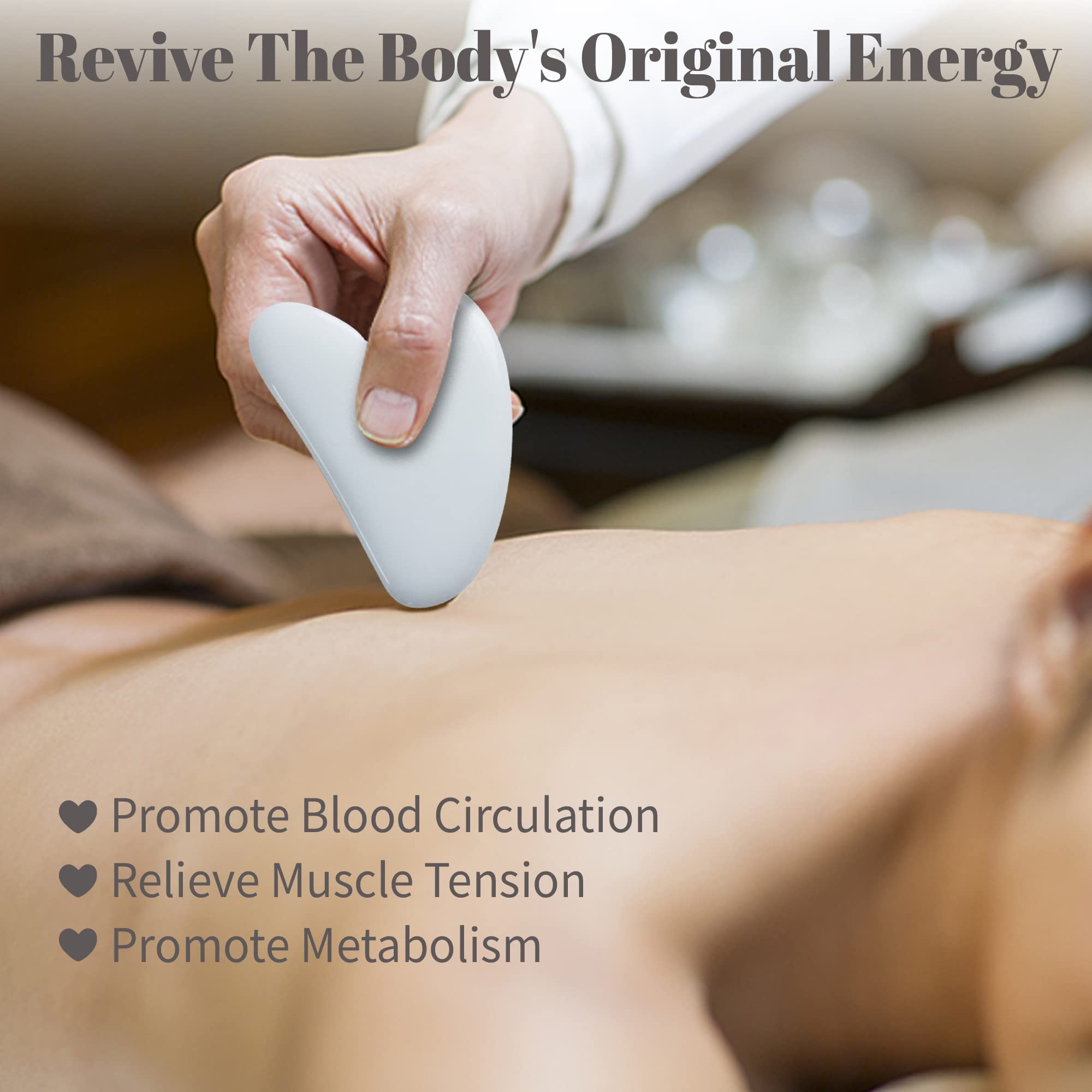 Rena Chris Guasha Massage Tool, 4 pcs Gua Sha Facial Tool, Guasha Board for SPA Acupuncture Therapy Trigger Point Treatment, Gua Sha Scraping Massage Tool (White)