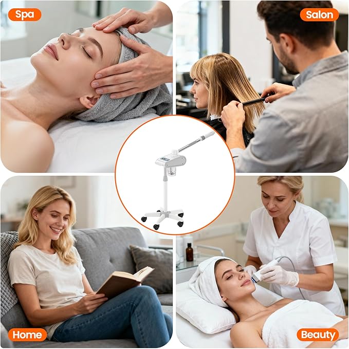 Kingsteam Professional Nano Ionic Facial Steamer with Ozone – 700ml Large Capacity Stand Facial Steamer for Deep Pore Cleansing, Hydration and 60 Min Timer for Salon, and Home Skin Care Use