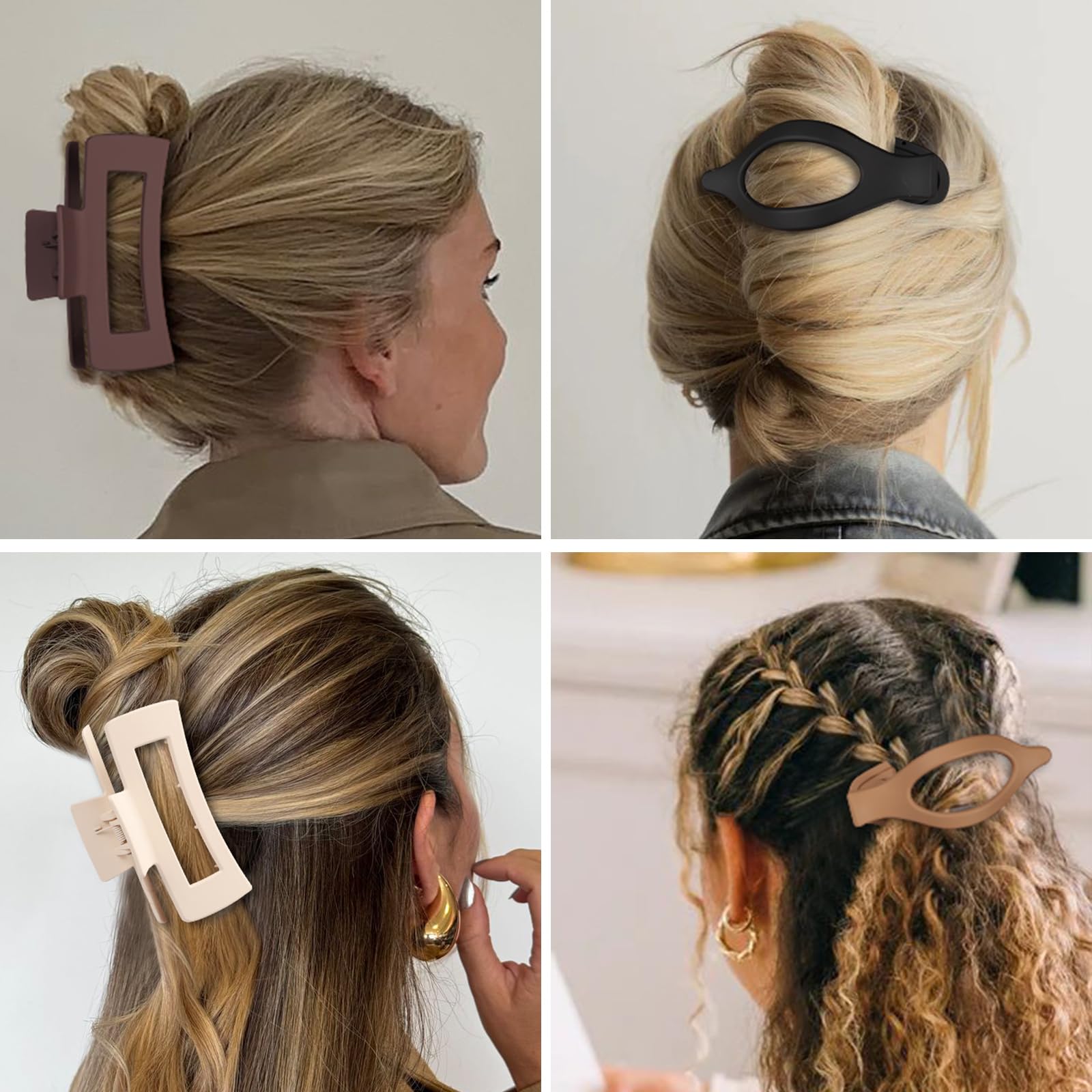 CHANDAT Hair Clips for Women, Flat Hair Clips, 8 pcs, 2style - Brown