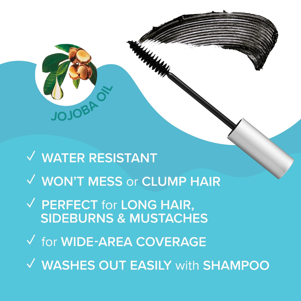 RED by KISS Quick Cover Root Touch Up Rescue (Dark Brown), Mascara Natural Water-Resistant Temporary Gray Concealer Cover Up Brush for Hair Mustache & Beard, Formulated with Jojoba Oil