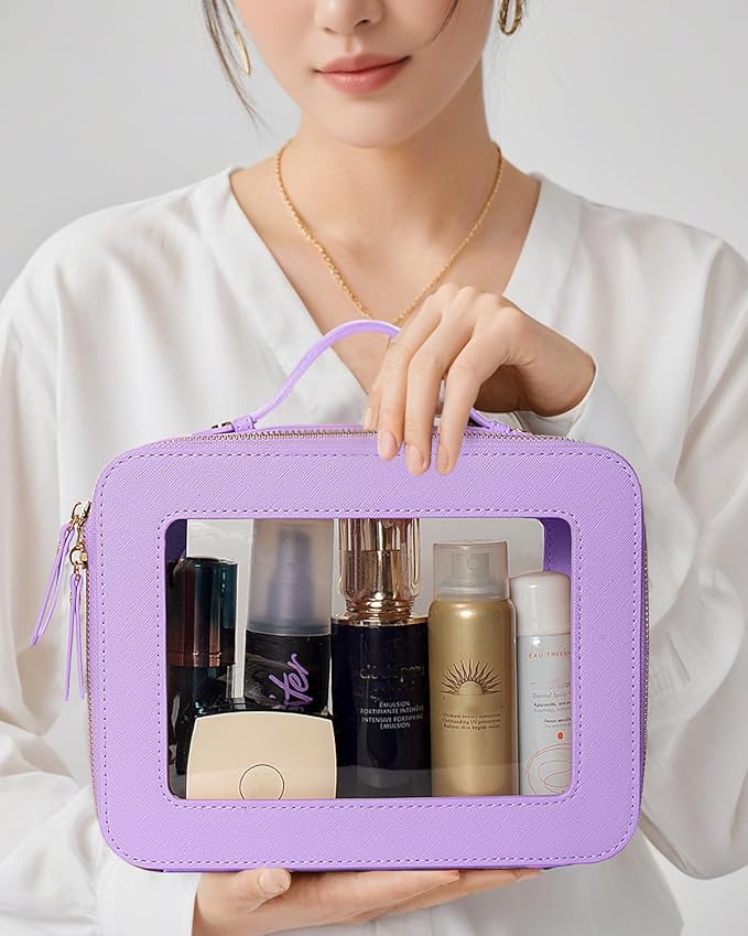 2 Pieces Clear Mahjong Bag, Travel Makeup Bag Large Cosmetic Bag with Zipper Small Clear Makeup Pouch for Purse Waterproof TSA Approved Toiletry Bag Case for Women Car Organizer Travel Essentials