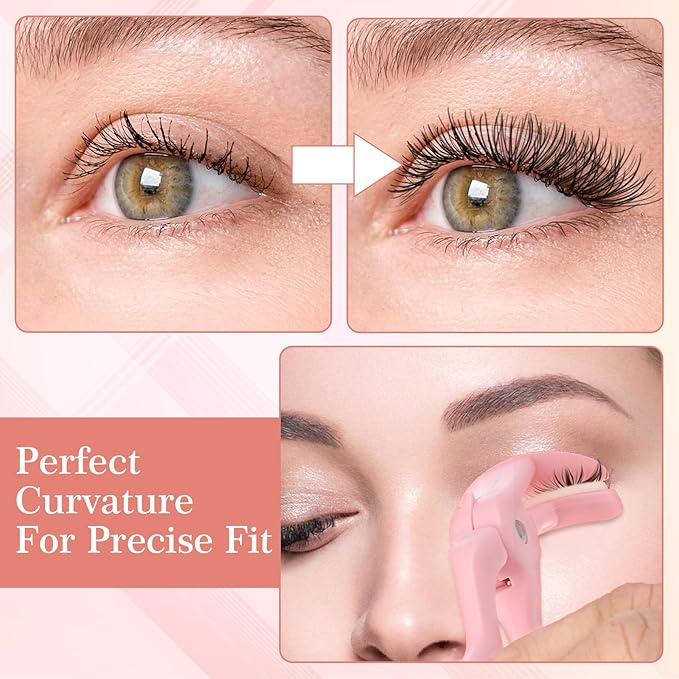 LXUEJIE 2 Style Eyelash Curlers, Plastic Eyelash Curler, Premium Cute Small Eye Lash Curler for No Pinching or Pulling Lash, Professional Makeup Tool for Eyelashes for Long Lasting (Pink)