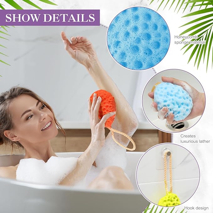 FoldTier 36 Pcs Bath Sponge Deep Cleansing Body Loofah Gentle and Deep Exfoliating Body Scrubber Bath Accessories Men Women Baby Sponge for Bathing Shower (Multicolor)